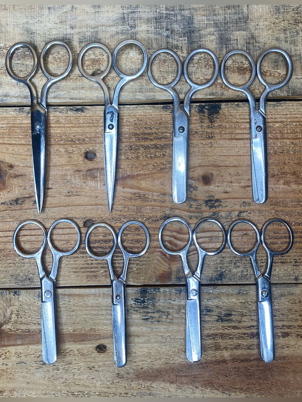 Lot 8 Vintage Metal Safety Scissors School Blunt Tip Craft Children Teacher